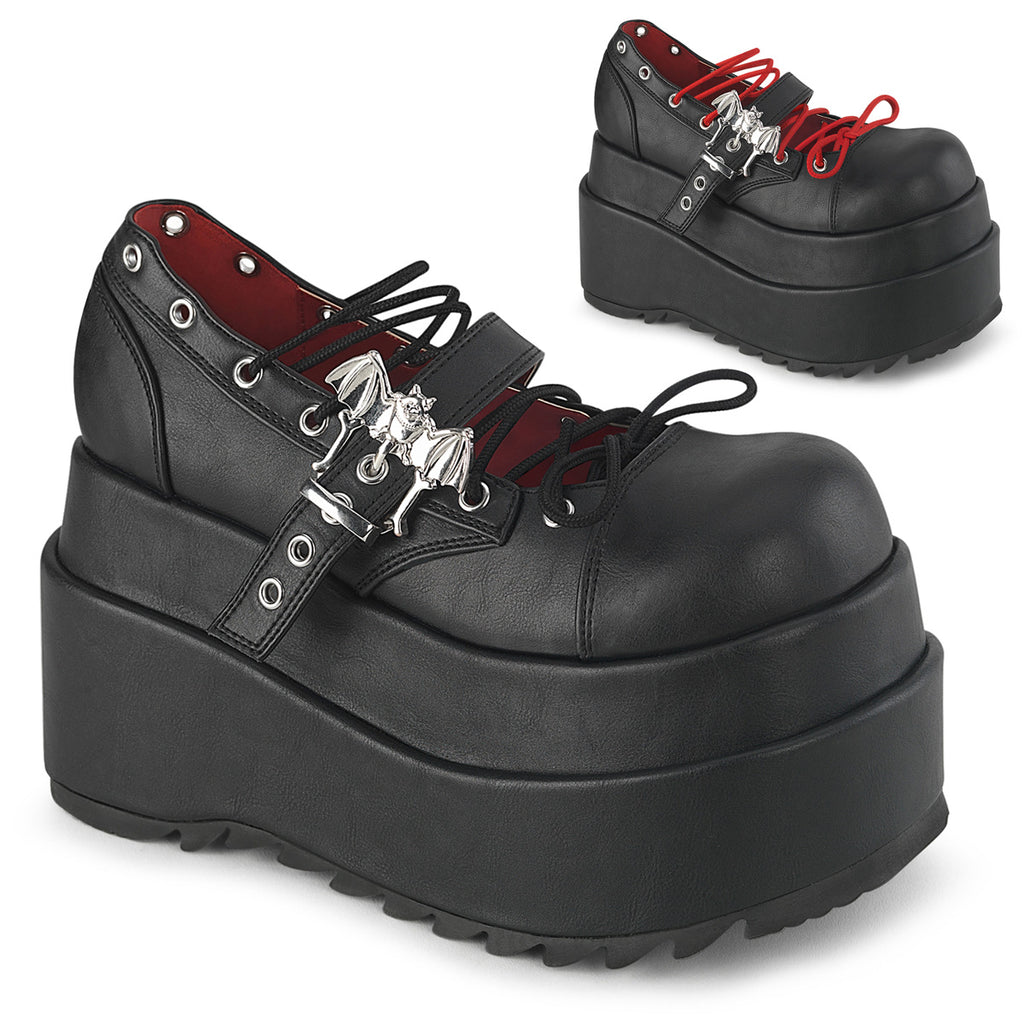 BEAR-23 - Black Vegan Leather Platform Shoes