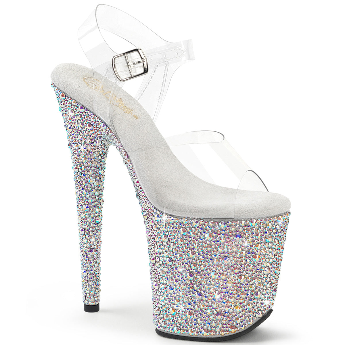 PLEASER BEJEWELED-808MS - Clear/Silver Multi Rhinestone Heels