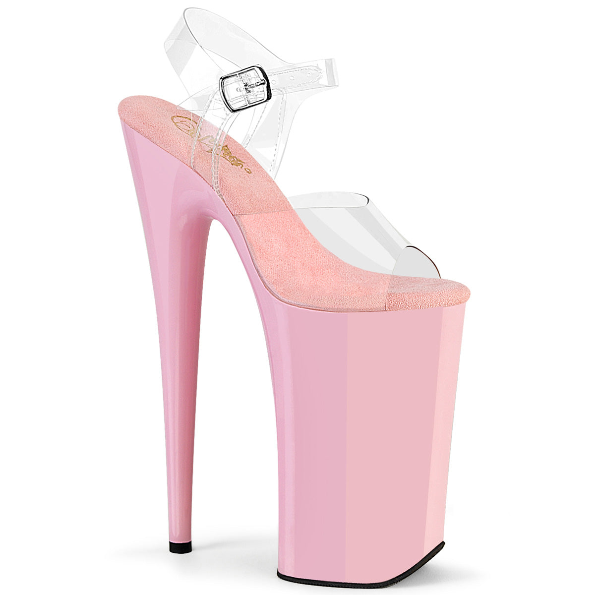 PLEASER BEYOND-008 - Clear/Baby Pink Heels - A Shoe Addiction Australia