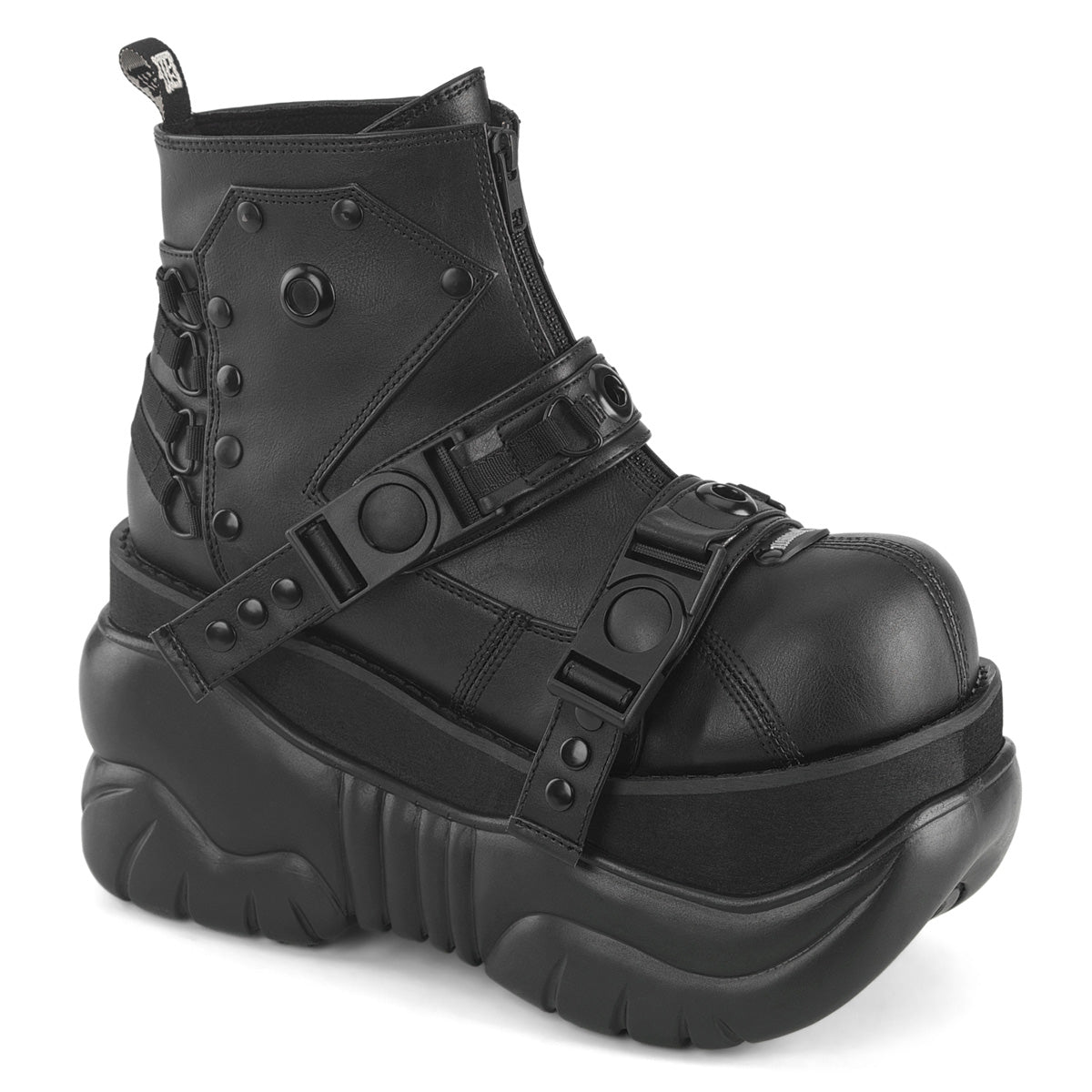 DEMONIA BOXER-60 - Black Vegan Leather Boots