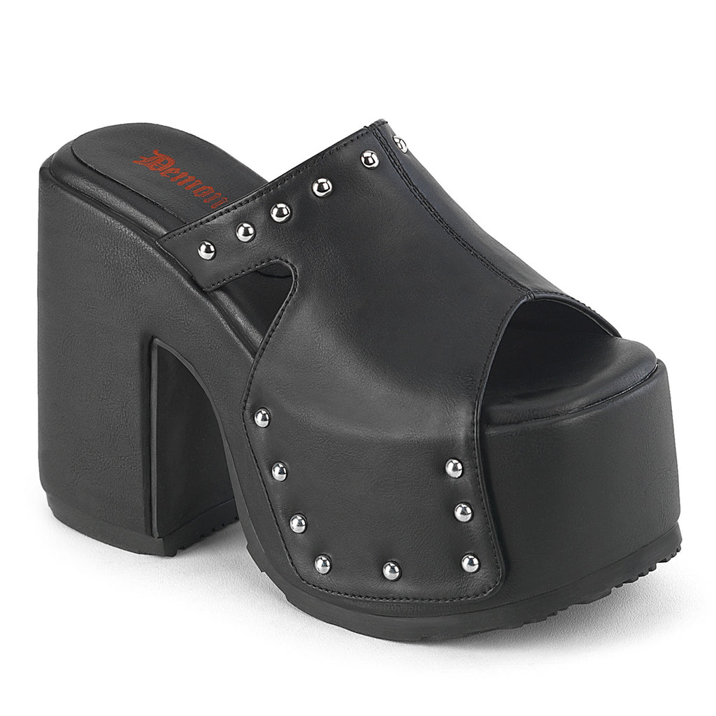 CAMEL-109 - Black Vegan Leather Heels