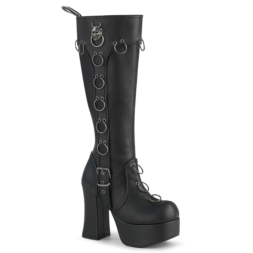 DEMONIA CHARADE-211 - Black Vegan Leather Boots