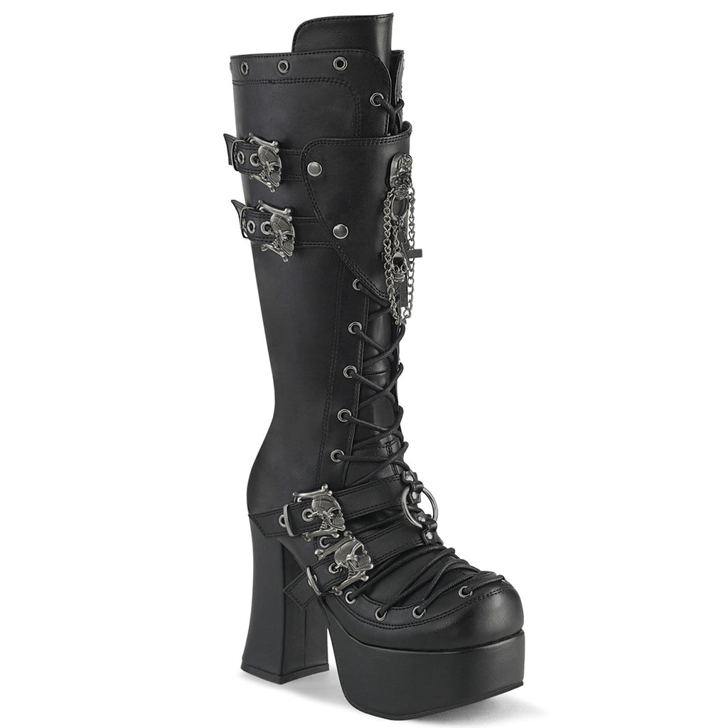 DEMONIA CHARADE-230 - Black Vegan Leather Boots