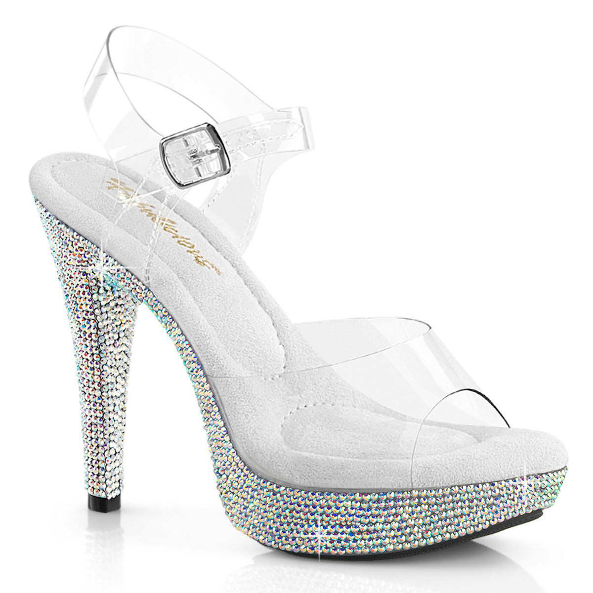 PLEASER COCKTAIL-508DM - Clear/Silver Multi Rhinestone Heels - A Shoe Addiction Australia