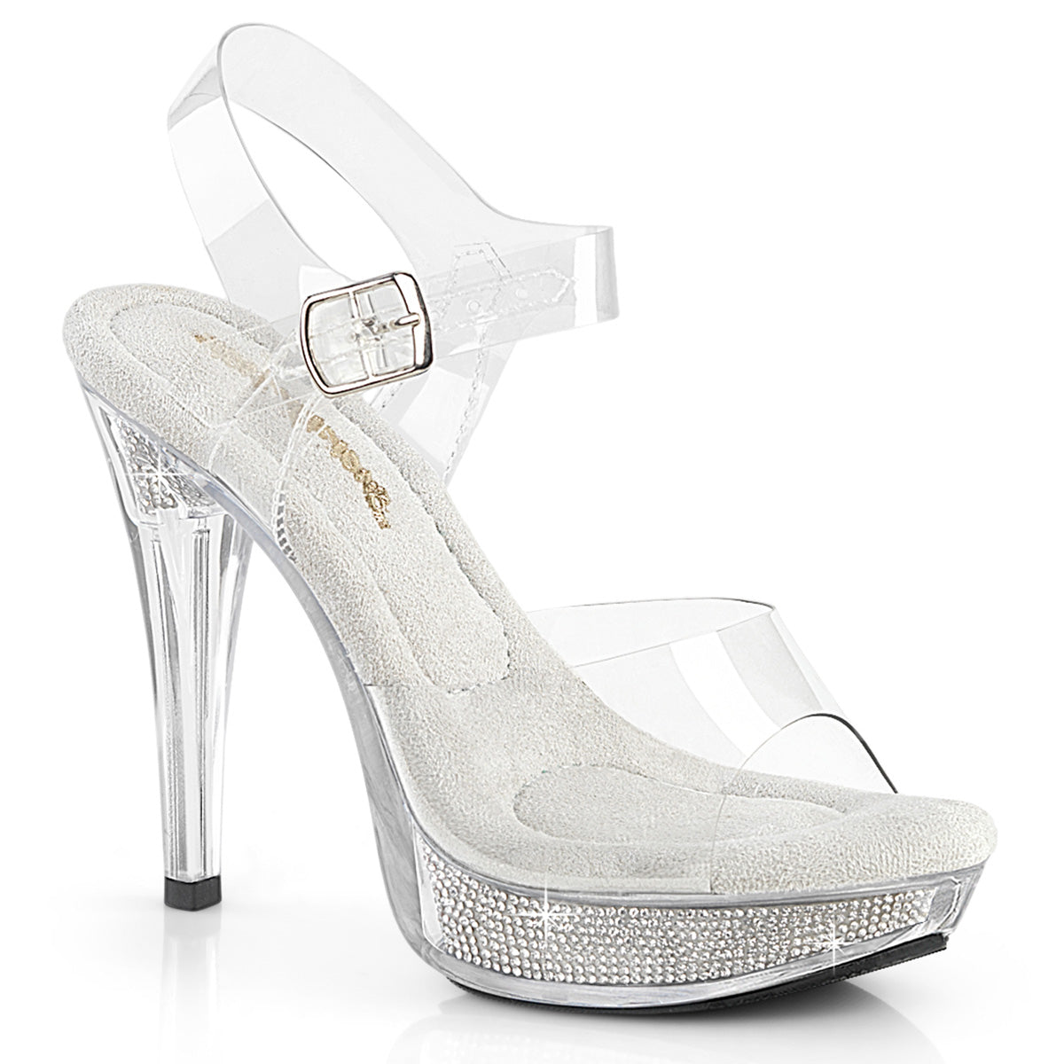 FABULICIOUS COCKTAIL-508SRSI - Clear/Clear-Silver Rhinestone Heels - A Shoe Addiction Australia