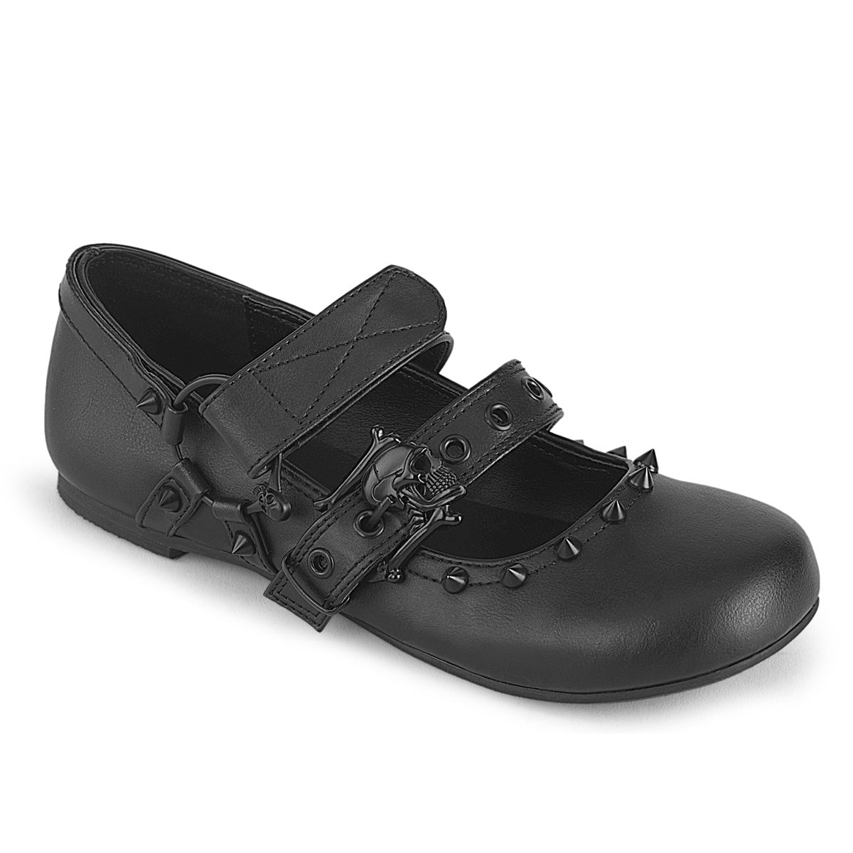 DEMONIA DAISY-08 - Black Vegan Leather Flats