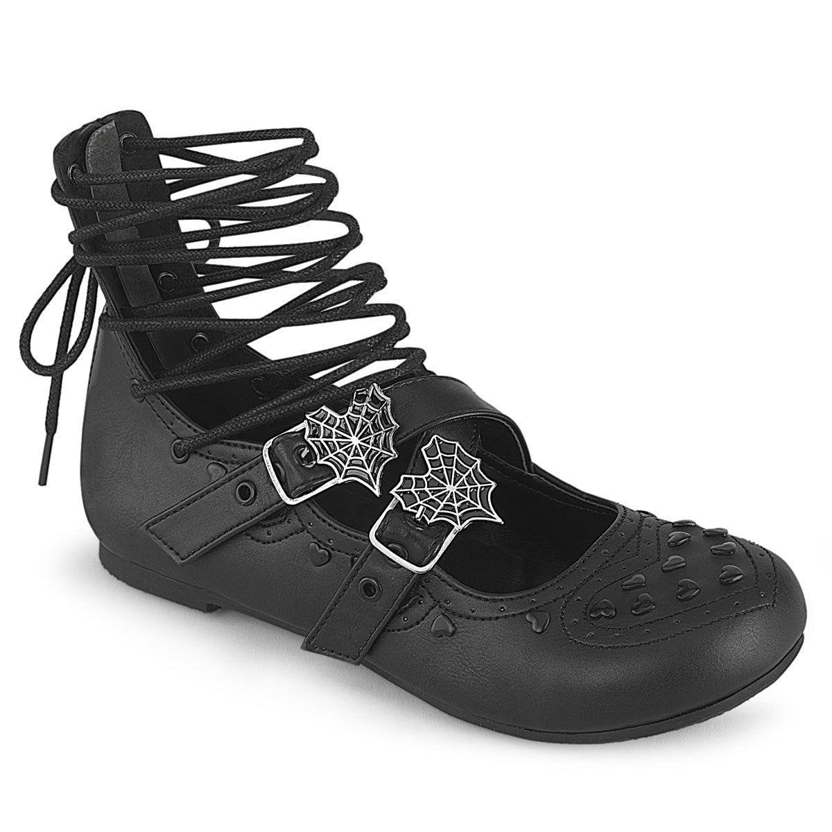 DEMONIA DAISY-11 - Black Vegan Leather Goth Flats