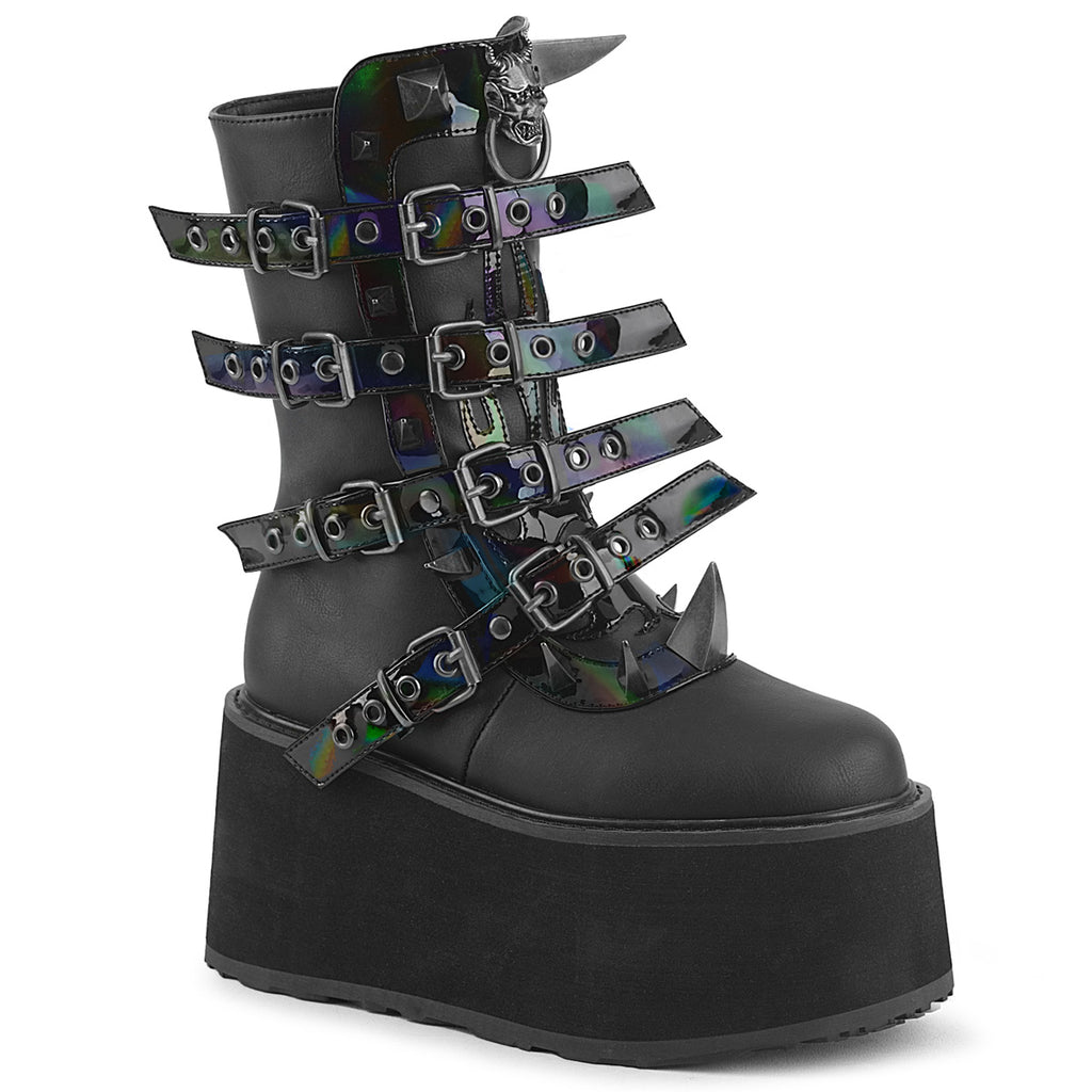 DEMONIA DAMNED-156 - Black Vegan Leather Boots