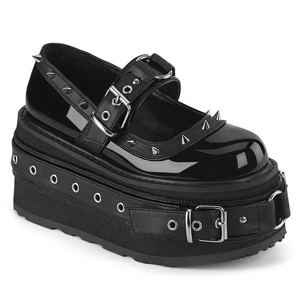 DAMNED-20 - Black Patent-Vegan Leather Platform Shoes