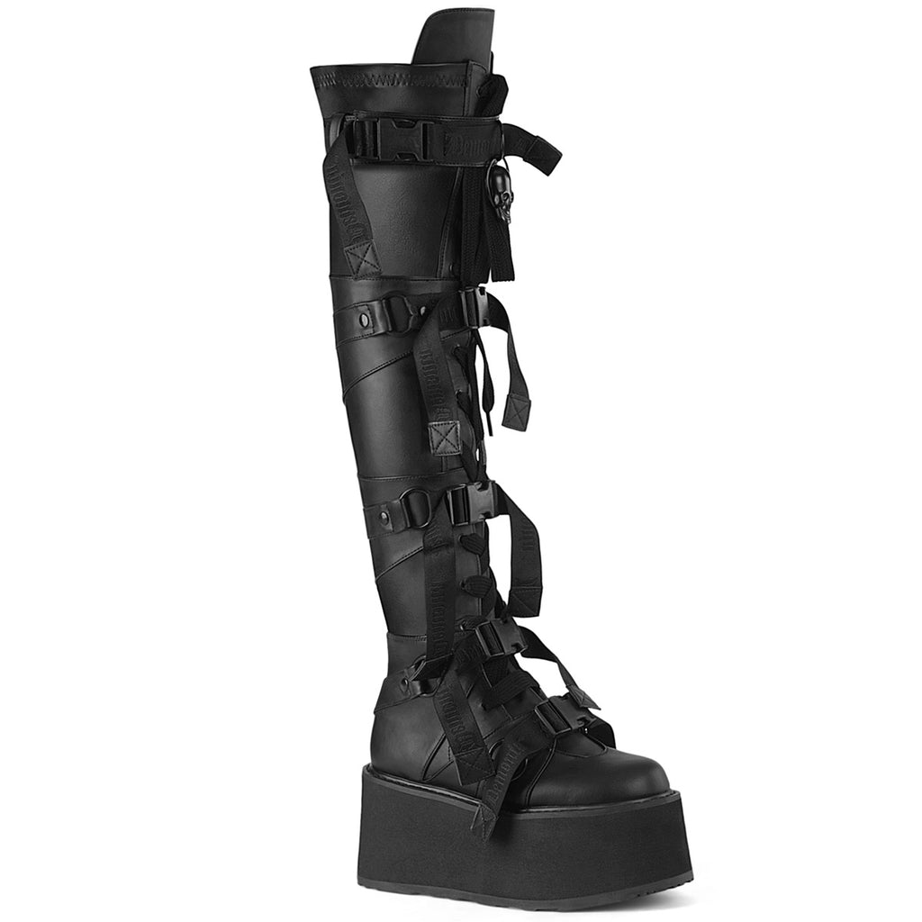 DAMNED-325 - Black Vegan Leather Boots