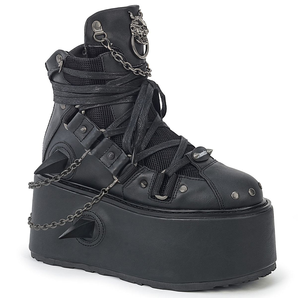 DEMONIA DAMNED-60 - Black Vegan Leather Boots
