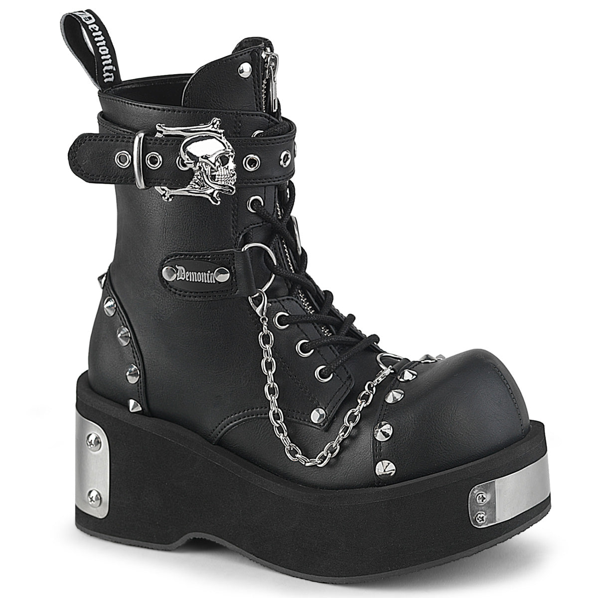 DEMONIA DANK-57 - Black Vegan Leather Boots