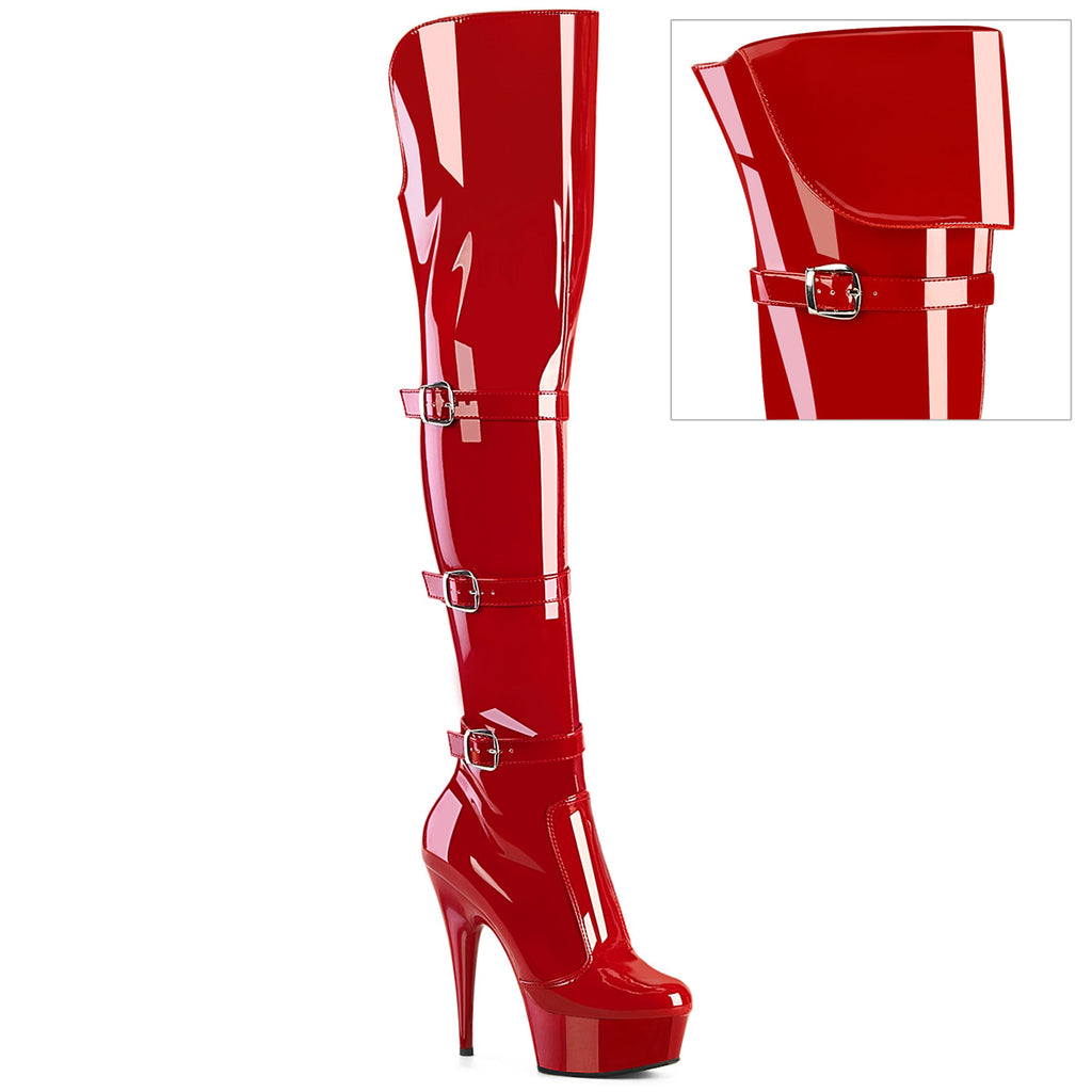 DELIGHT-3018 - Red Stretch Patent Boots