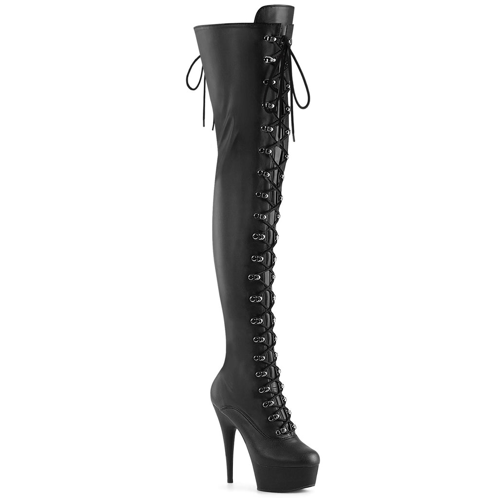 DELIGHT-3022 - Black Faux Leather Boots