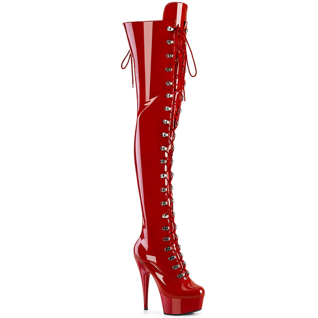 DELIGHT-3022 - Red Stretch Patent Boots