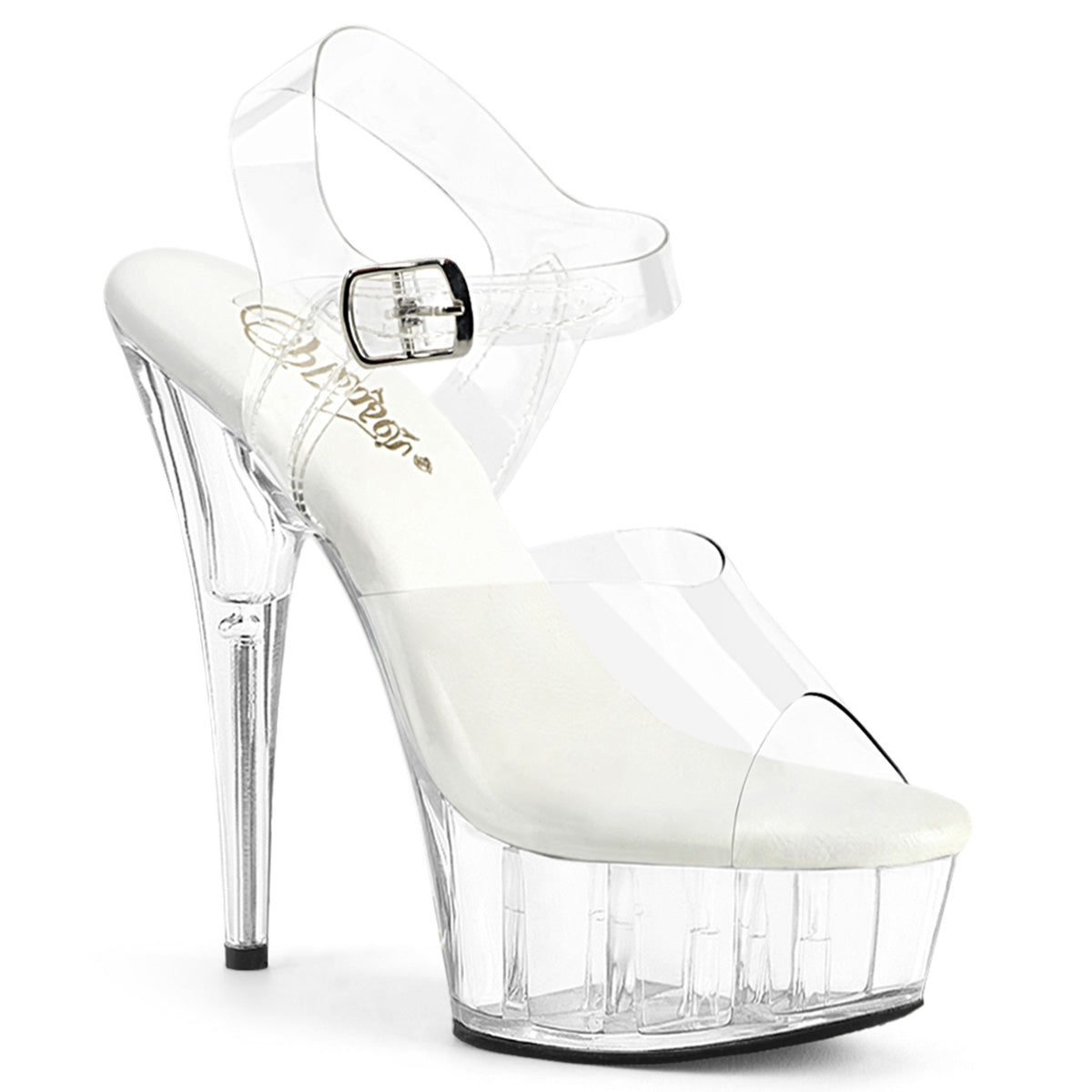 PLEASER DELIGHT-608VL - Clear Vegan Insole Heels - A Shoe Addiction Australia