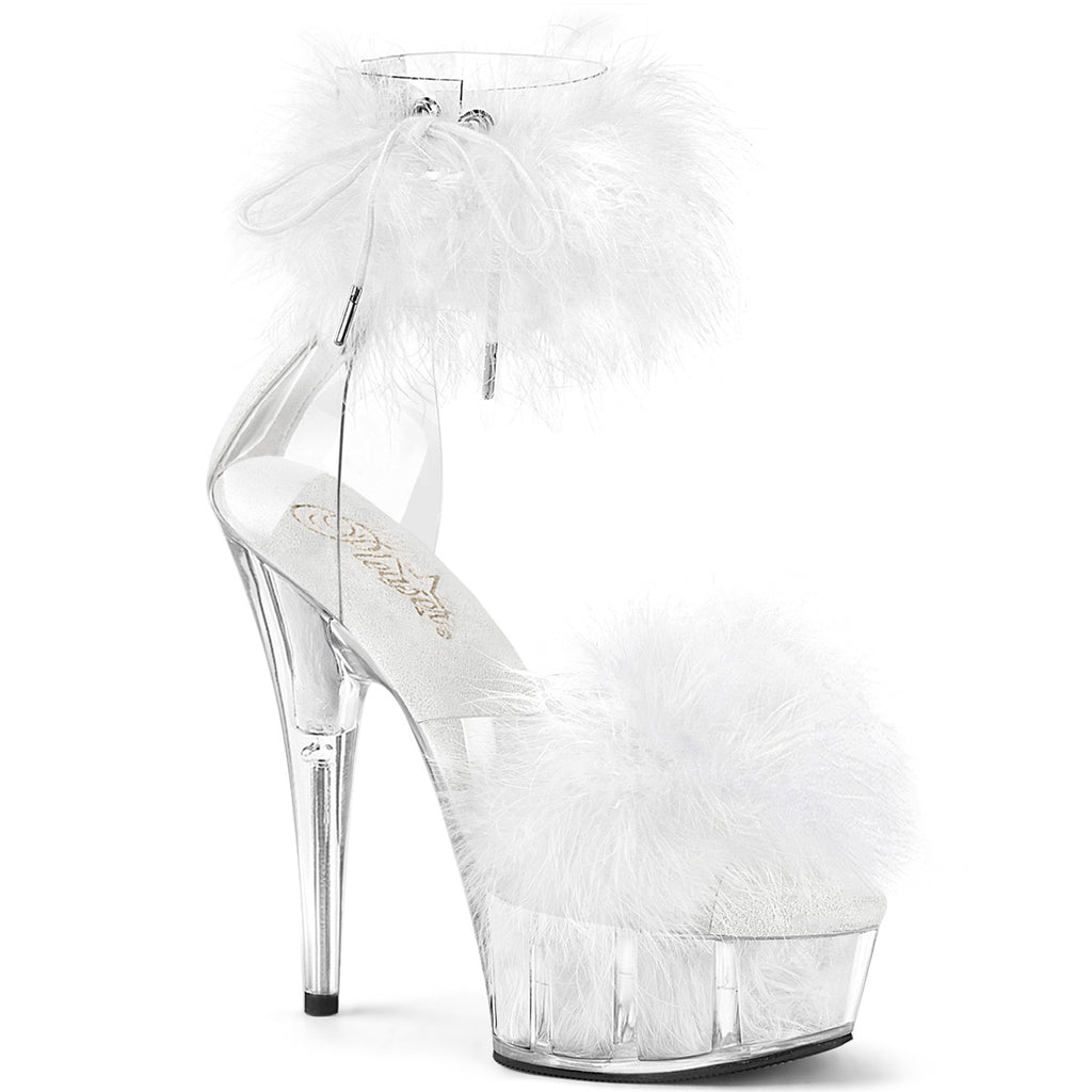 DELIGHT-624F - Clear-White Fur Heels