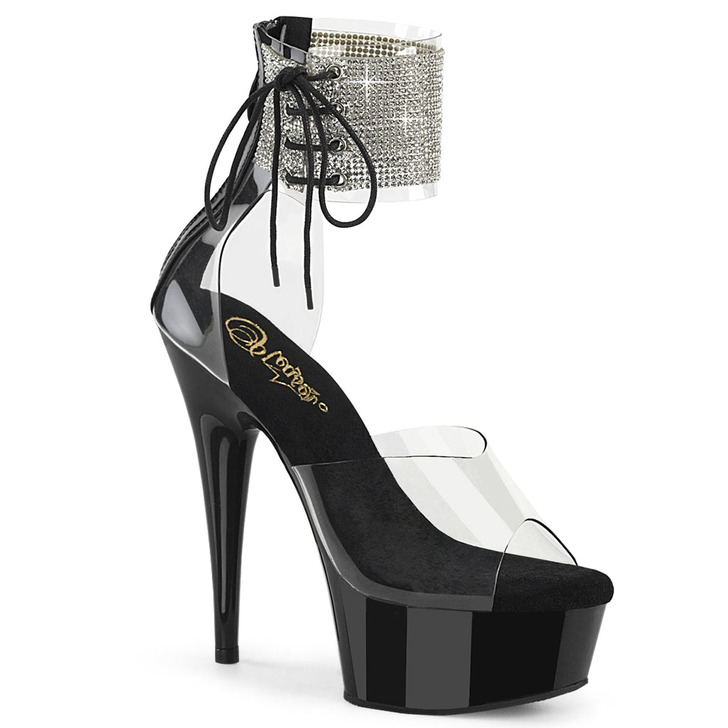 DELIGHT-624RS - Clear/Black Heels