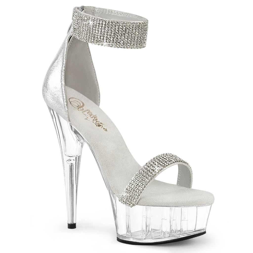 DELIGHT-641 - Silver Shimmery Fabric Heels