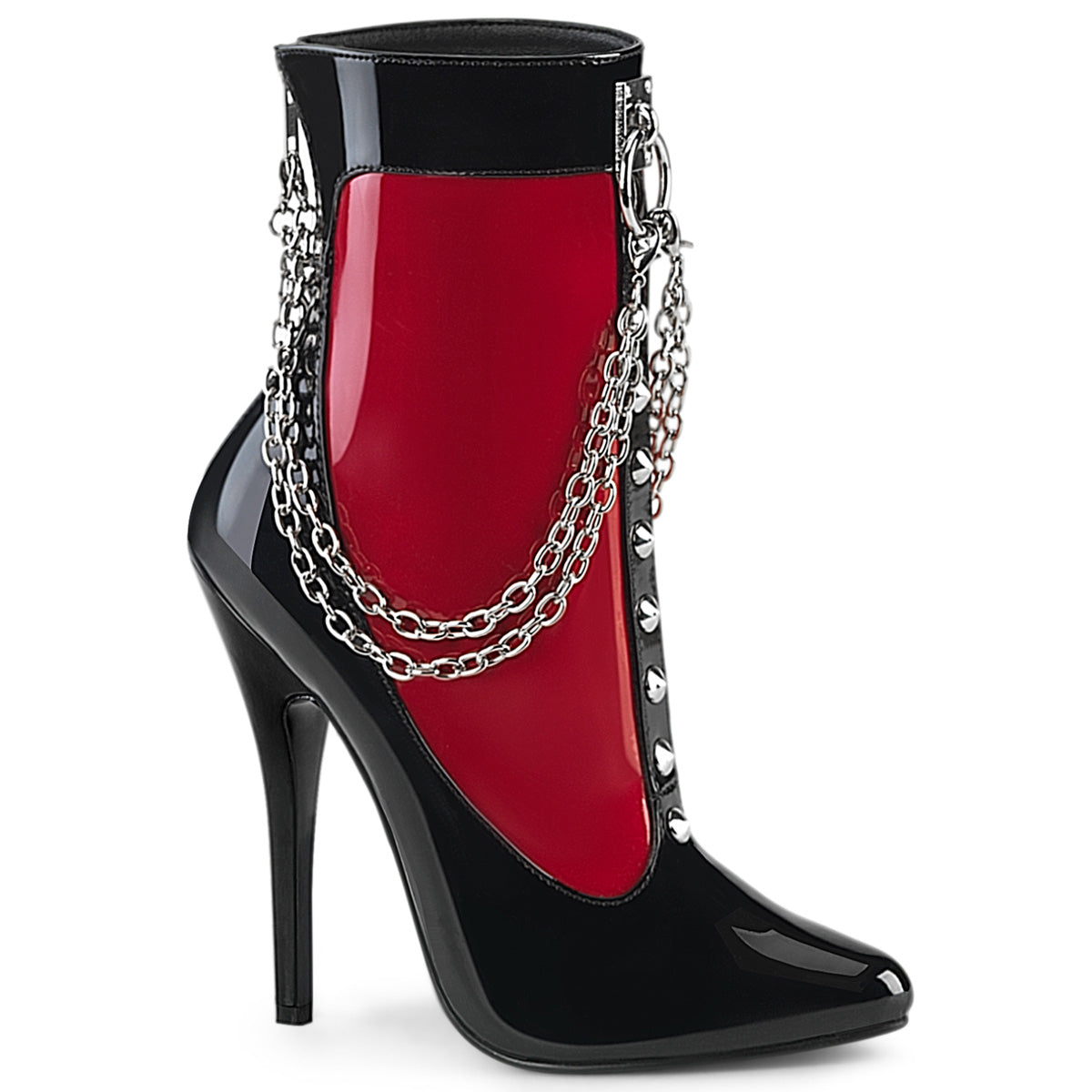 DEVIOUS DOMINA-1033 - Black-Red Patent Boots