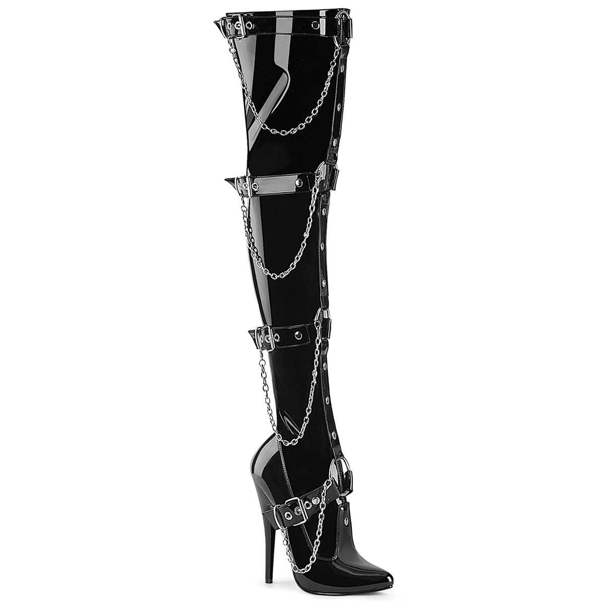 DEVIOUS DOMINA-3027 - Black Patent Boots