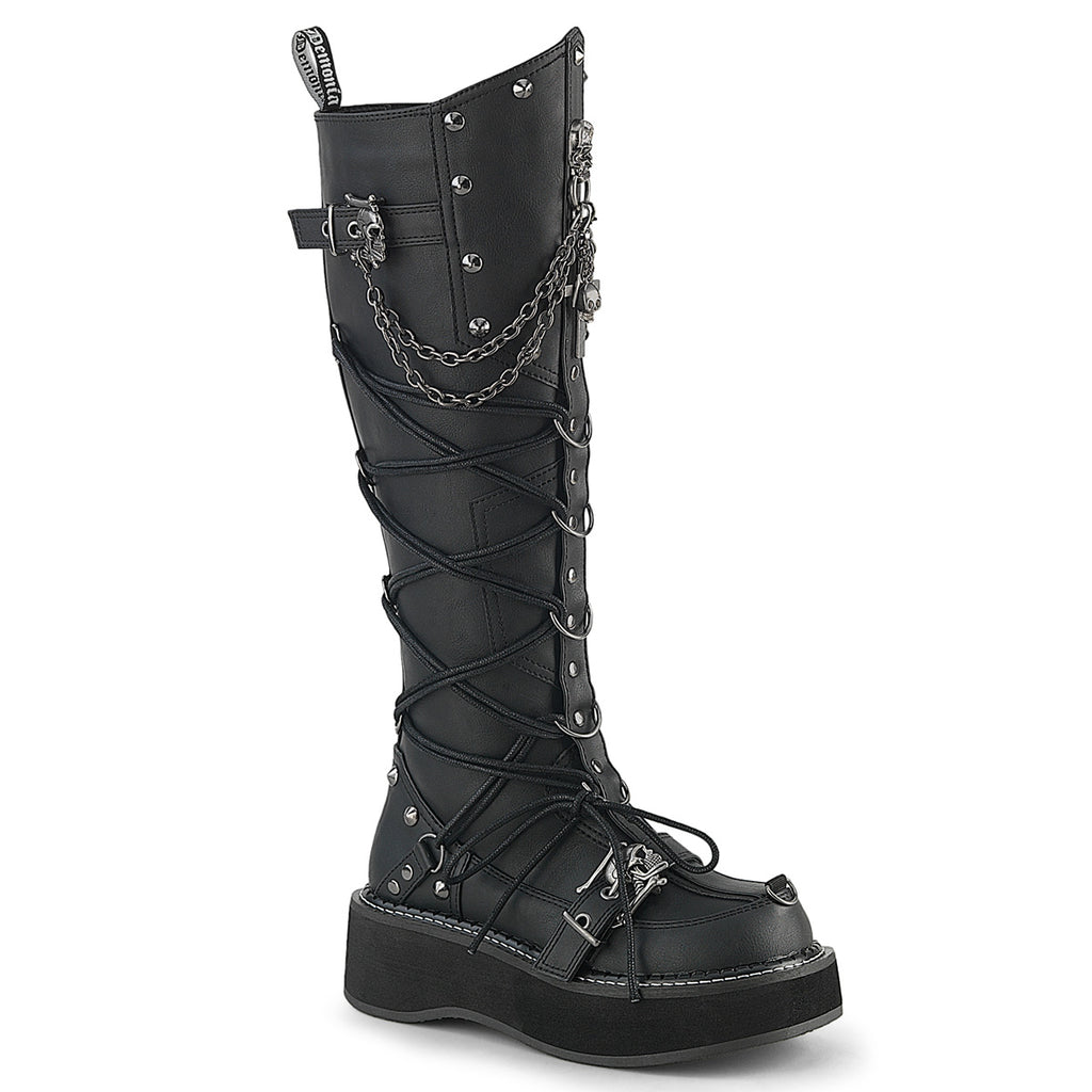 DEMONIA EMILY-221 - Black Vegan Leather Boots