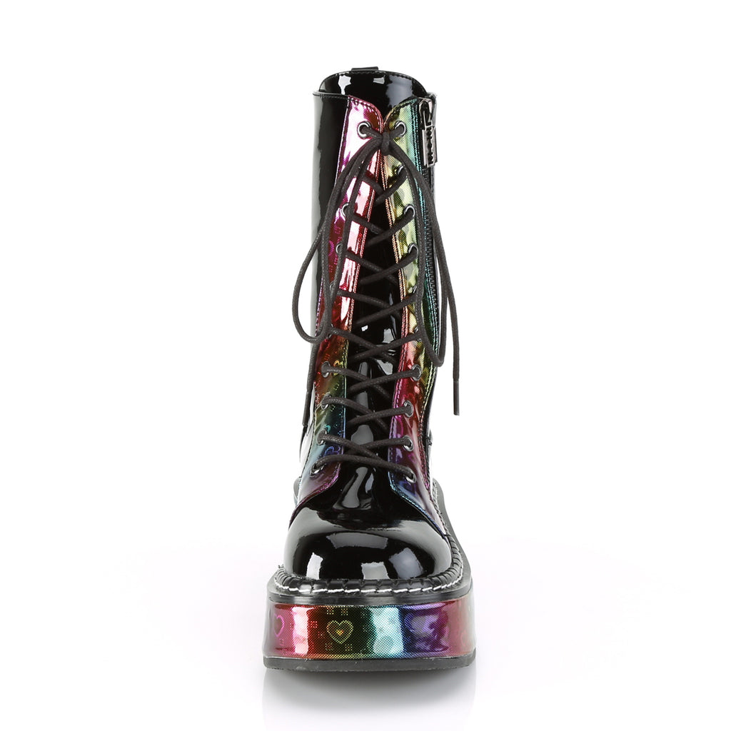 EMILY-350 - Blk Pat-Rainbow Hologram w/ Hearts