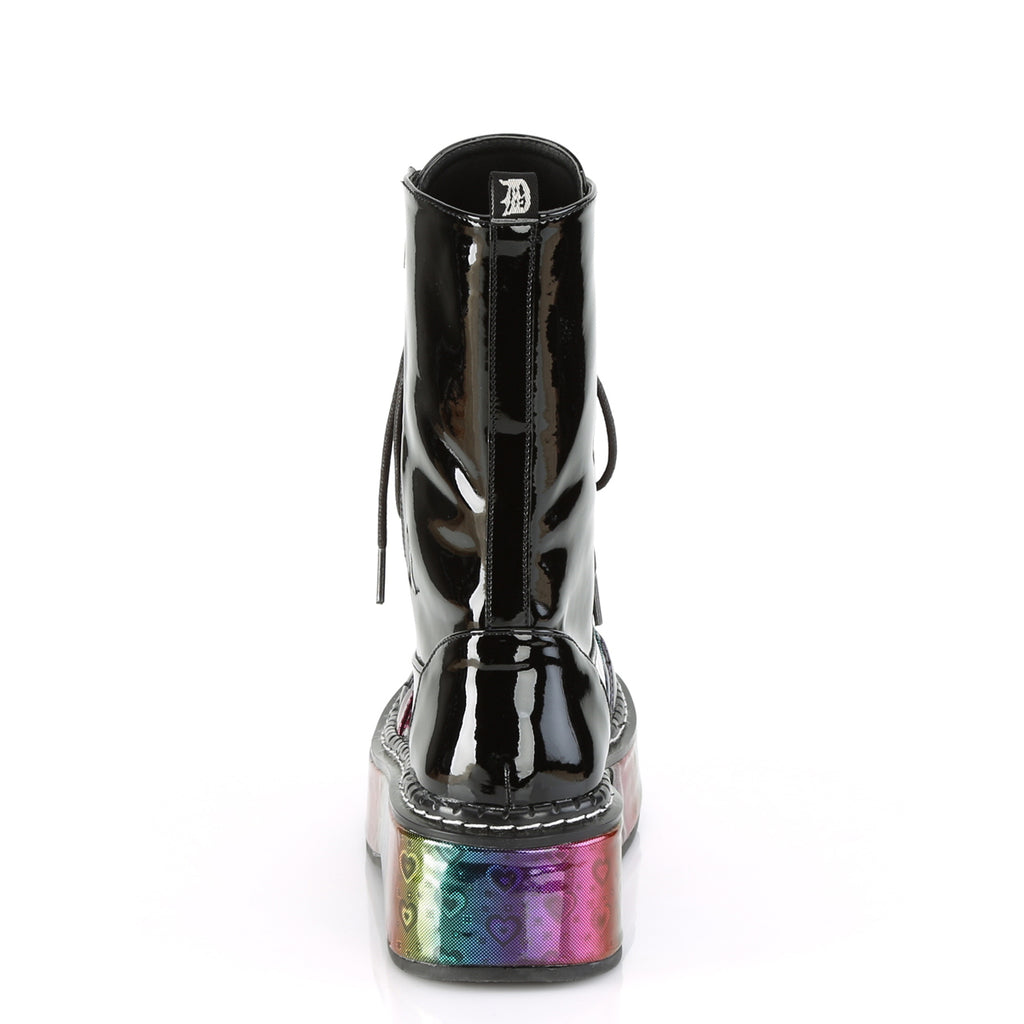 EMILY-350 - Blk Pat-Rainbow Hologram w/ Hearts