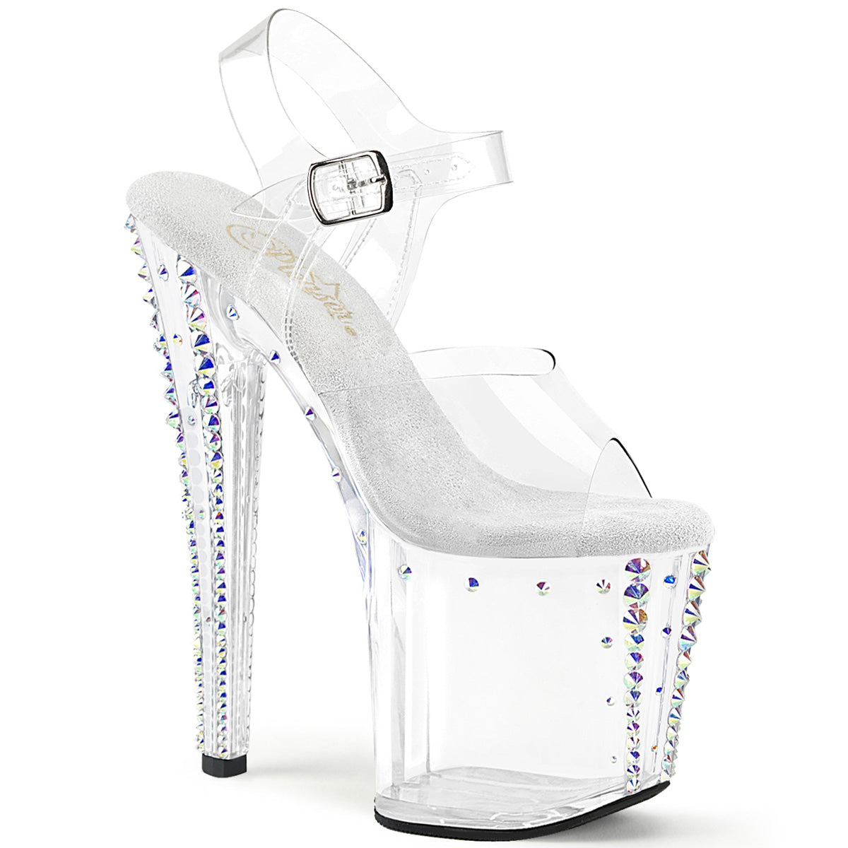 PLEASER ENCHANT-708RS-02 - Clear/Clear-AB Rhinestone Heels