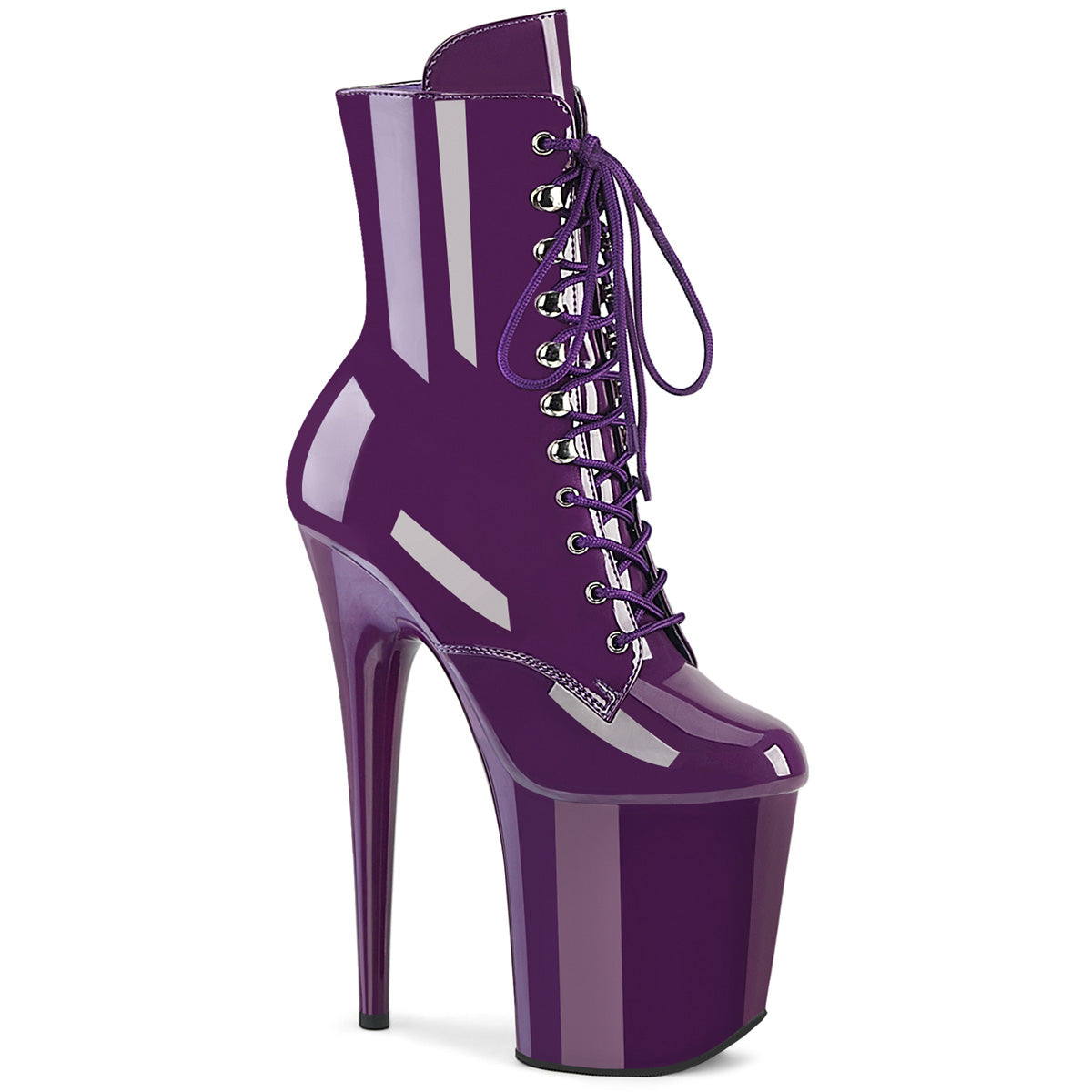 PLEASER FLAMINGO-1020 - Purple Patent/Purple Boots - A Shoe Addiction Australia