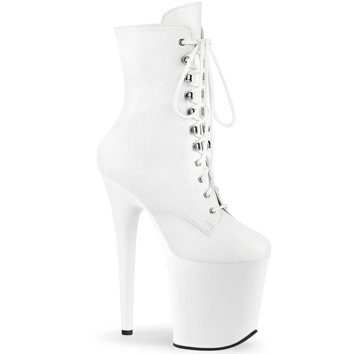 FLAMINGO-1020 - White Faux Leather Ankle Boots