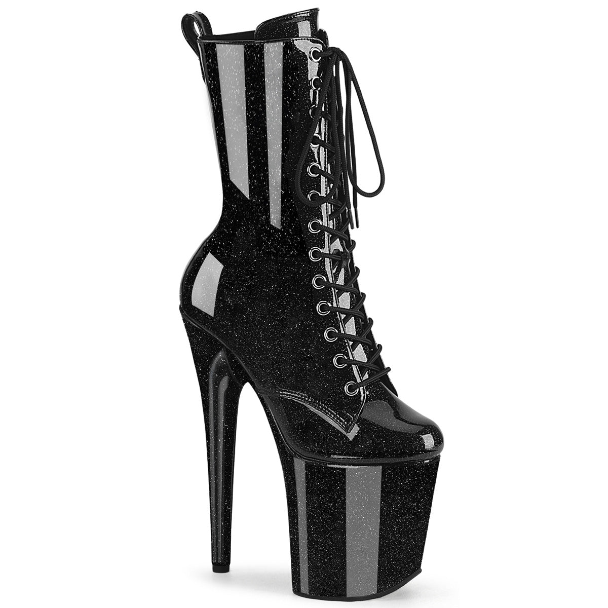 FLAMINGO-1040GP - Black Glitter Patent Ankle Boots