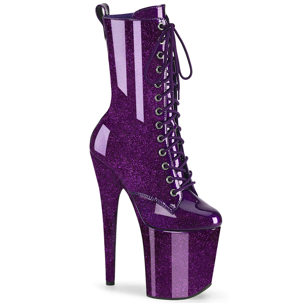 FLAMINGO-1040GP - Purple Glitter Patent Ankle Boots