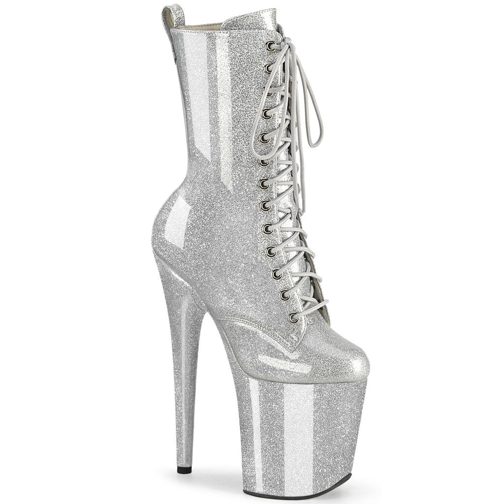 FLAMINGO-1040GP - Silver Glitter Patent Ankle Boots