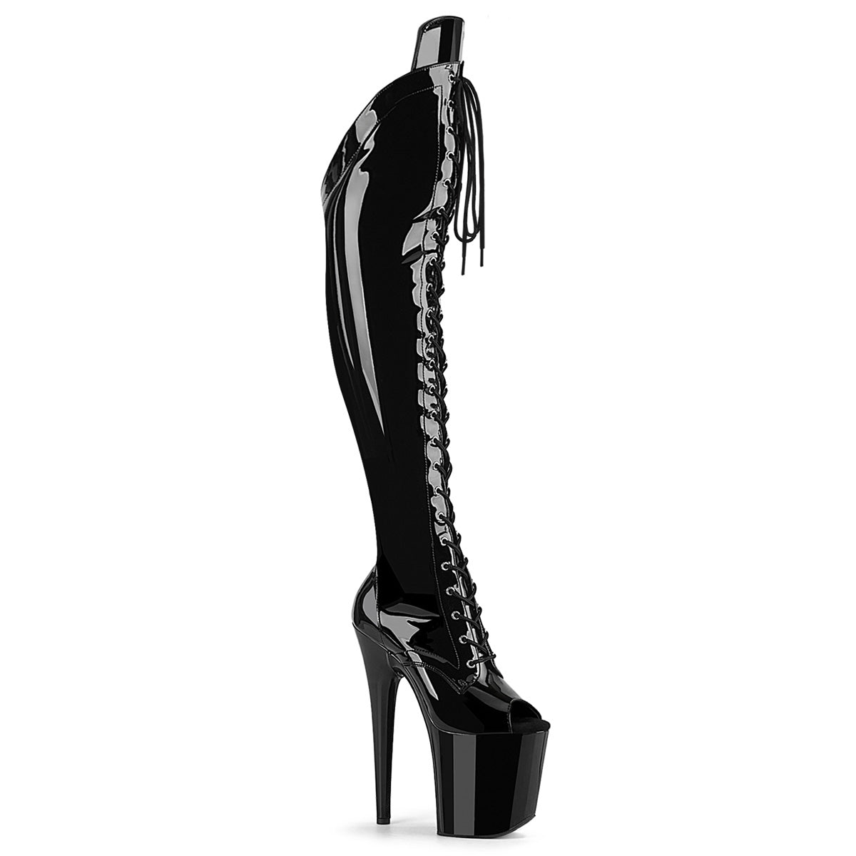 PLEASER FLAMINGO-3016 - Black Patent Boots