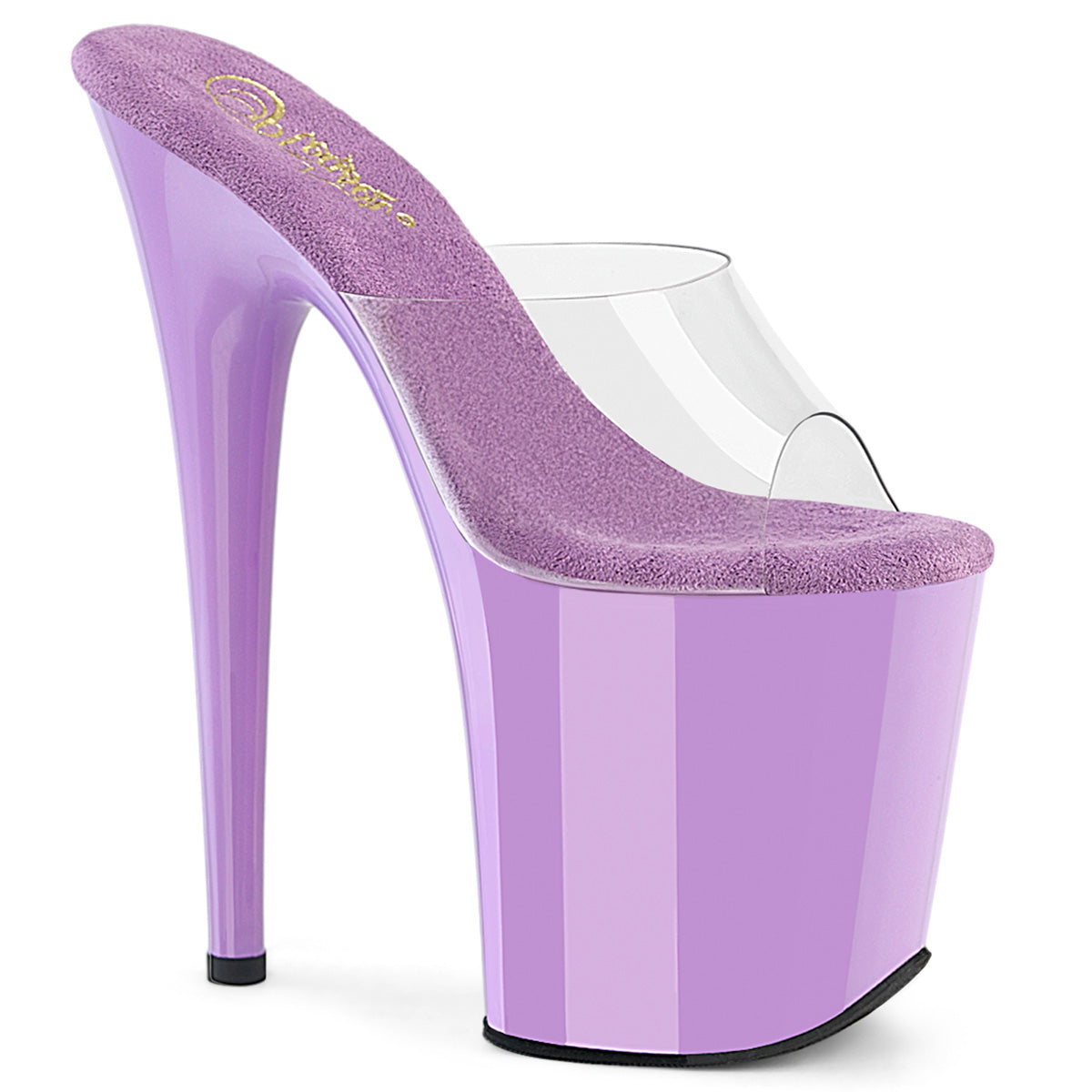 PLEASER FLAMINGO-801 - Clear/Lavender Heels - A Shoe Addiction Australia