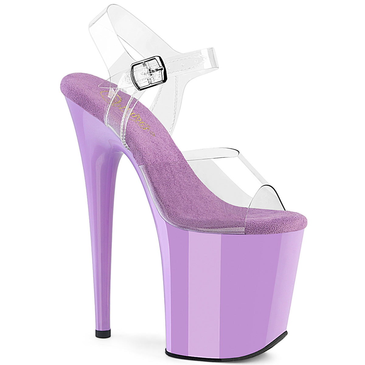 PLEASER FLAMINGO-808 - Clear/Lavender Heels - A Shoe Addiction Australia