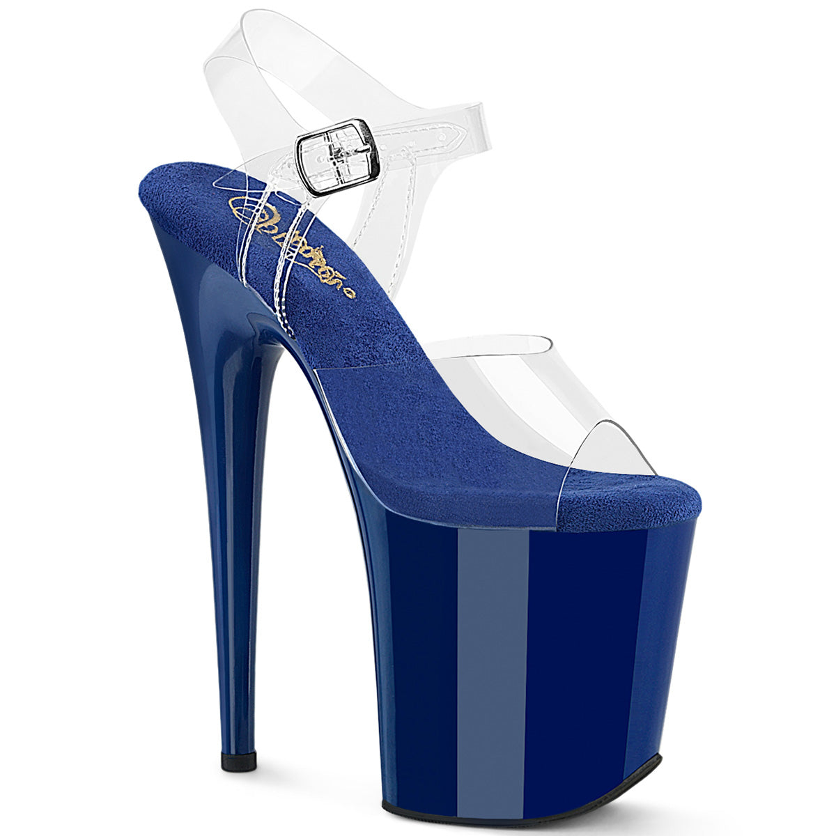 PLEASER FLAMINGO-808 - Clear-Royal Blue/Royal Blue Heels - A Shoe Addiction Australia