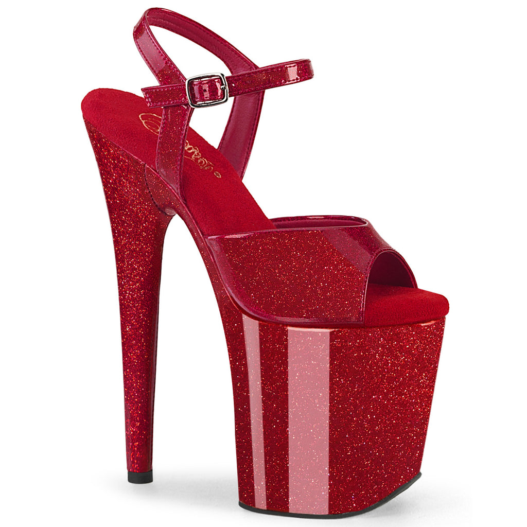 FLAMINGO-809GP - Ruby Red Glitter Patent Heels