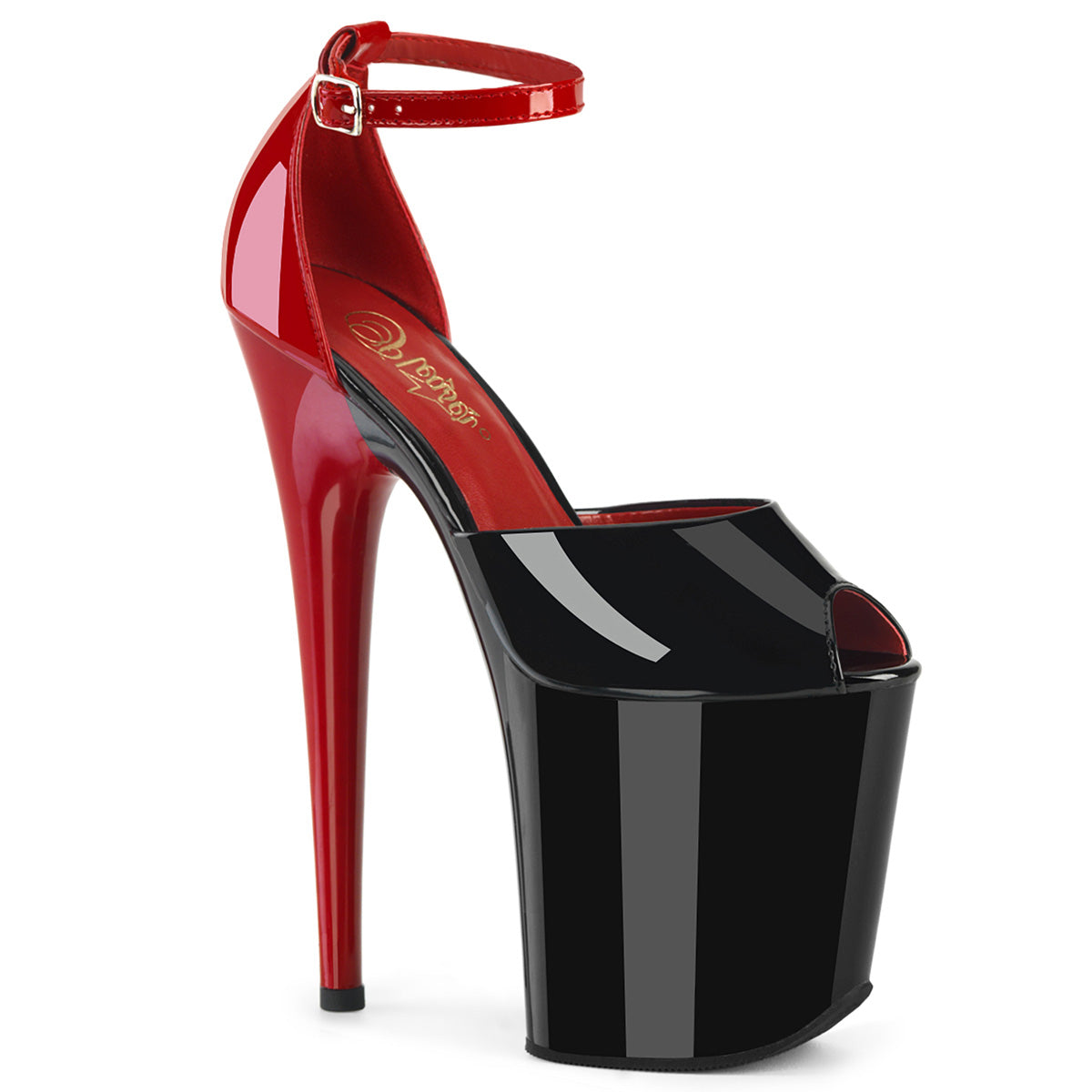FLAMINGO-868 - Black-Red Patent Heels