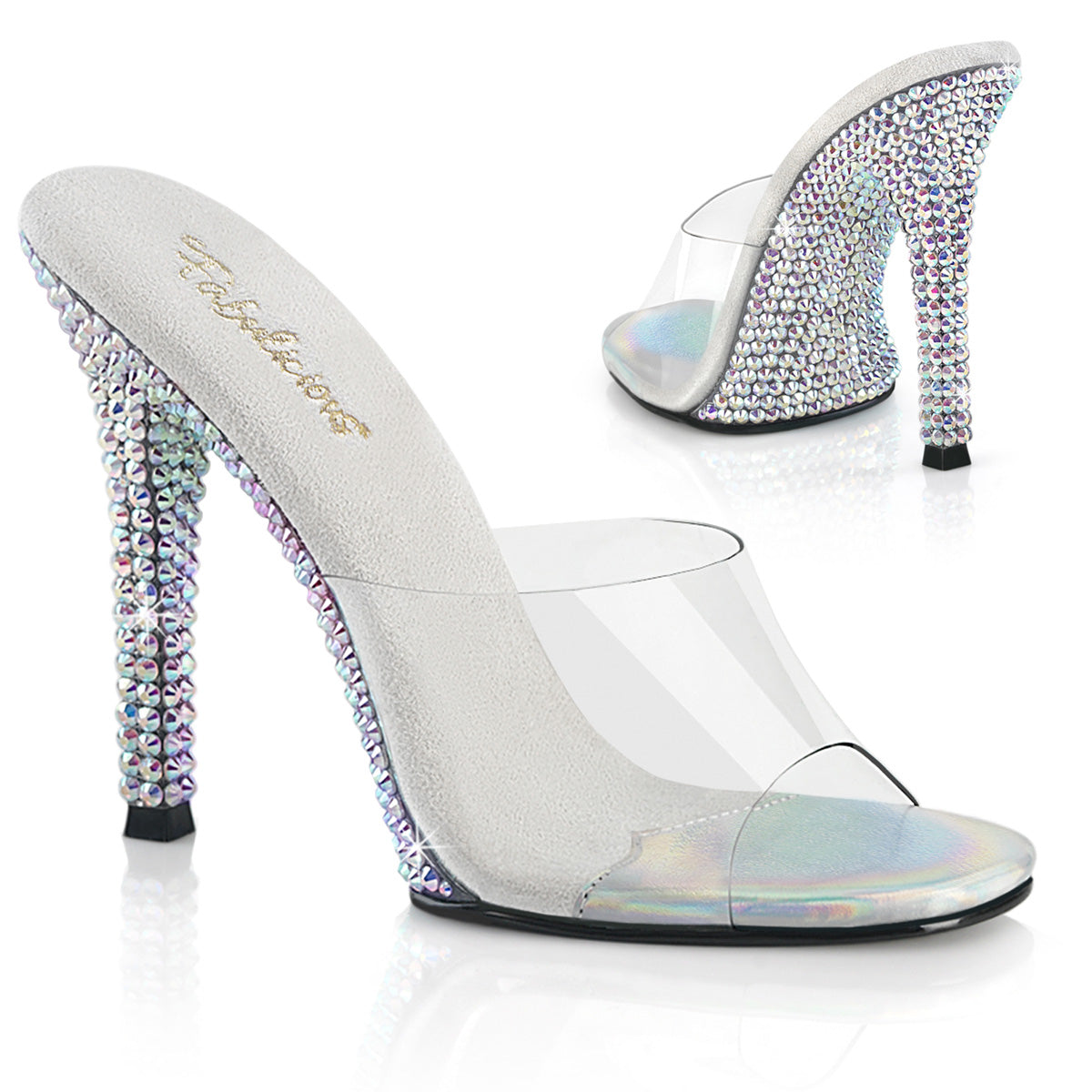 FABULICIOUS GALA-01DML - Clear/Silver AB Rhinestone Heels - A Shoe Addiction Australia