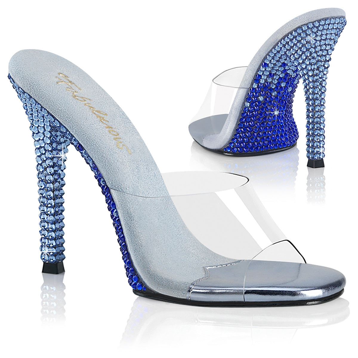 FABULICIOUS GALA-01DMM - Clear/Baby Blue Multi Rhinestone Heels