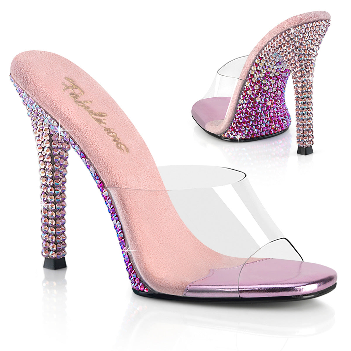 FABULICIOUS GALA-01DMM - Clear/Baby Pink Multi Rhinestone Heels