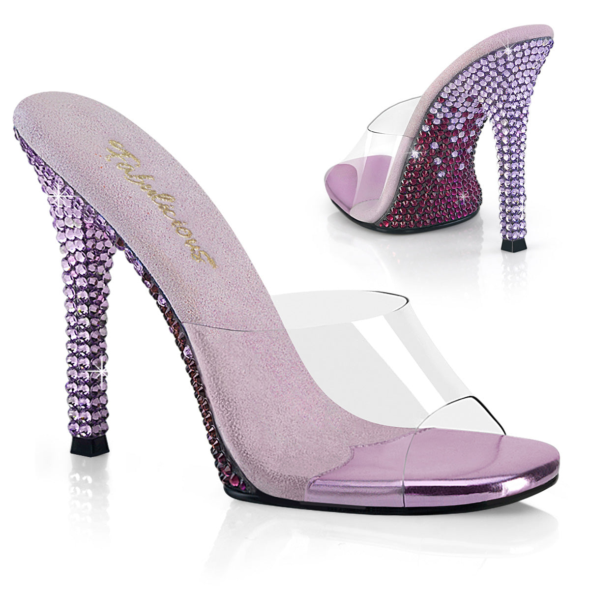 FABULICIOUS GALA-01DMM - Clear/Lavender Multi Rhinestone Heels