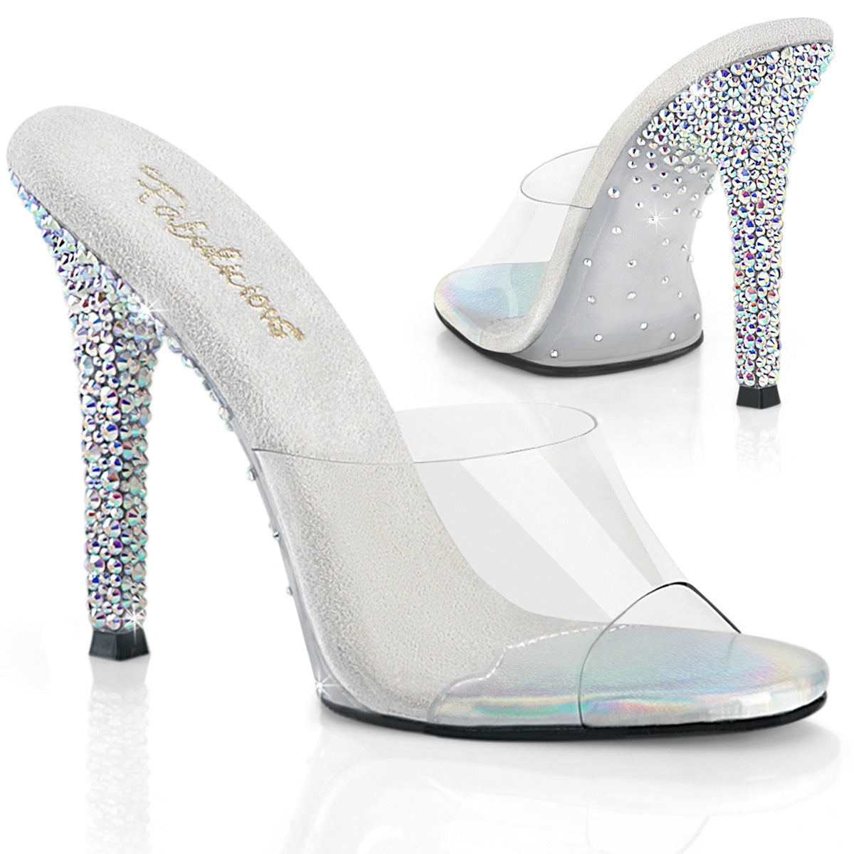 FABULICIOUS GALA-01DSP - Clear/Silver AB Rhinestone Heels