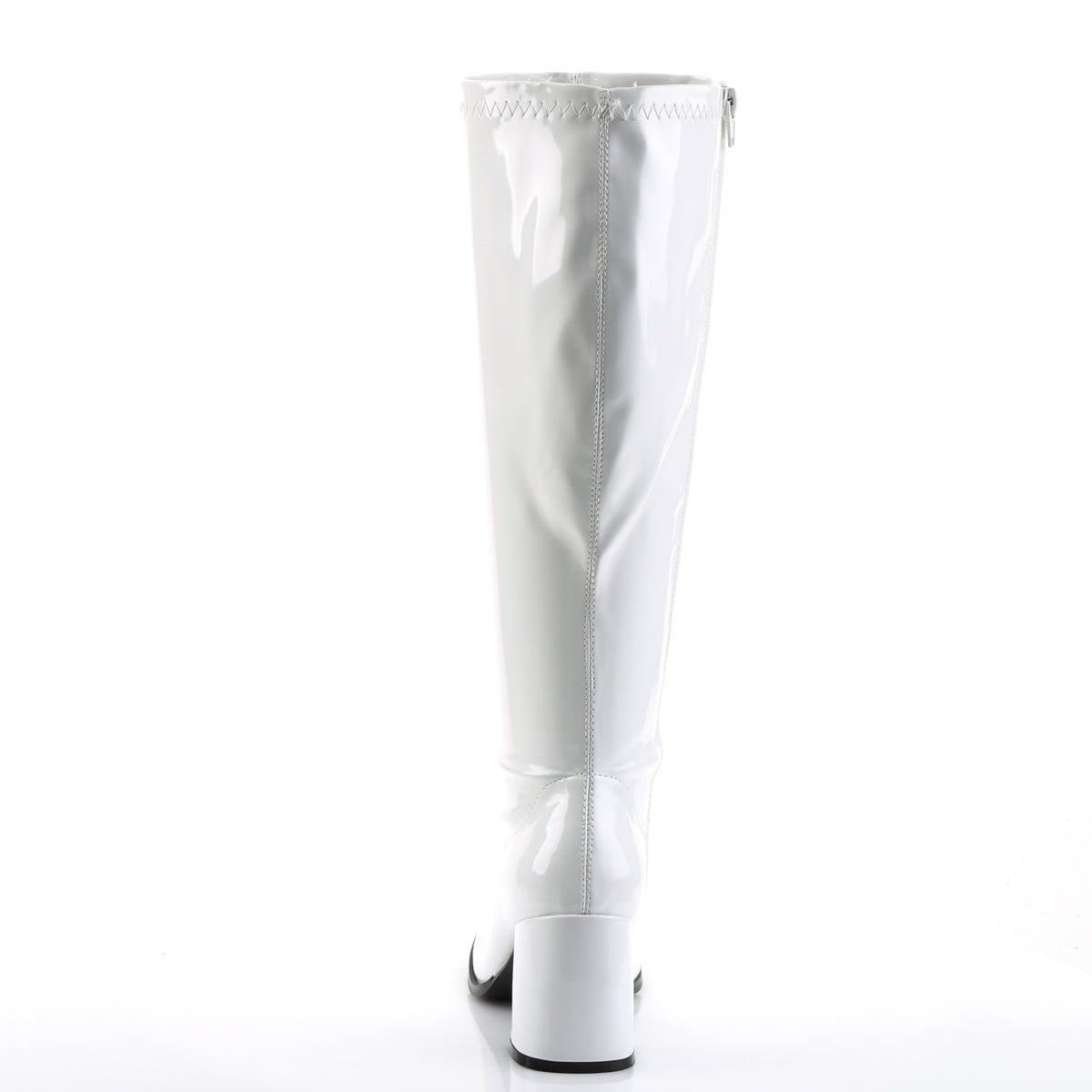 GOGO-300WC - White Stretch Patent Wide Calf Boots