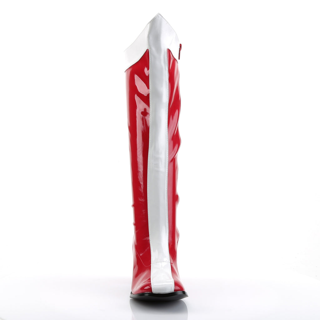 GOGO-305 - Red-White Stretch Patent Boots - A Shoe Addiction Australia