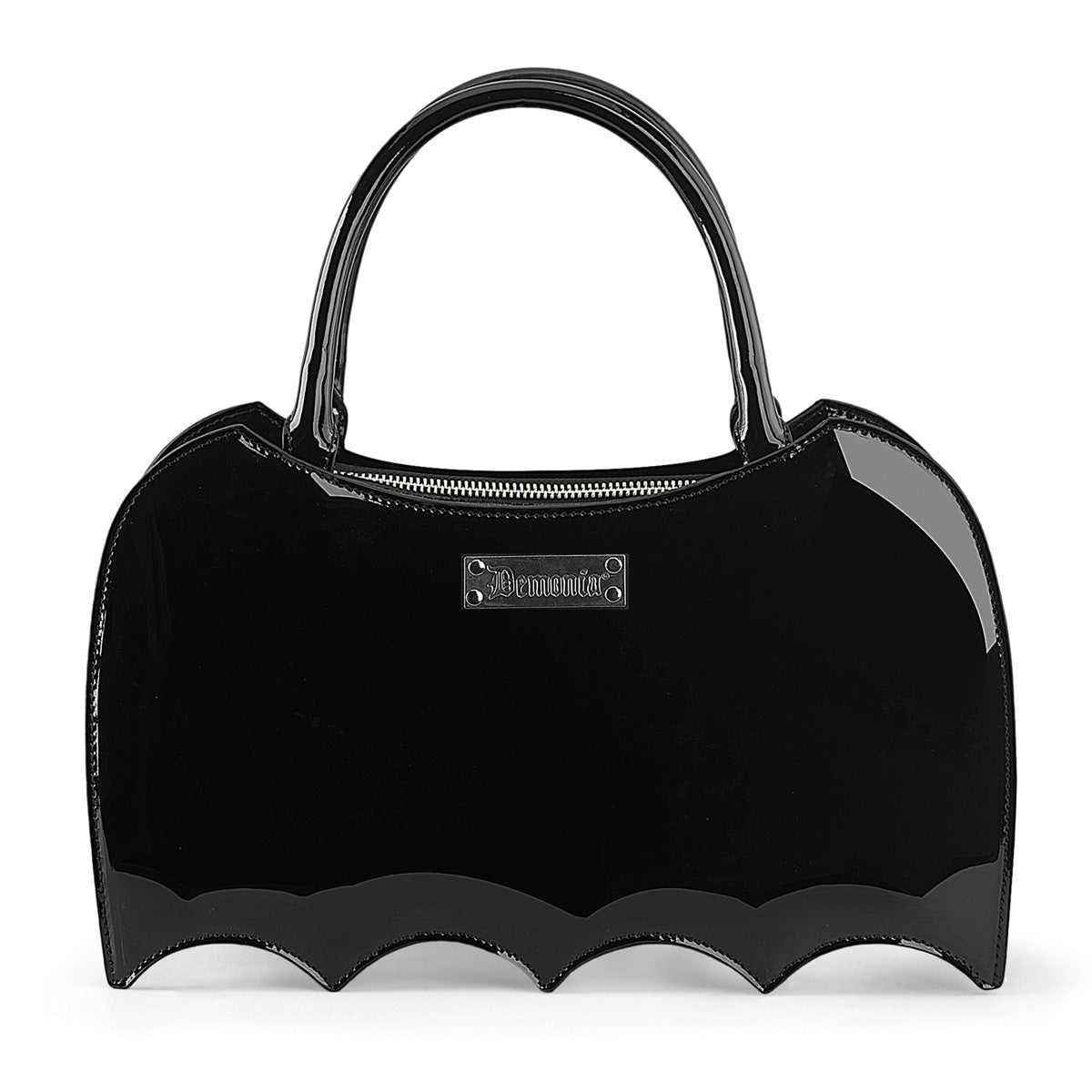 DEMONIA HB-115 - Black Patent Bat Wing Goth Hand Bag