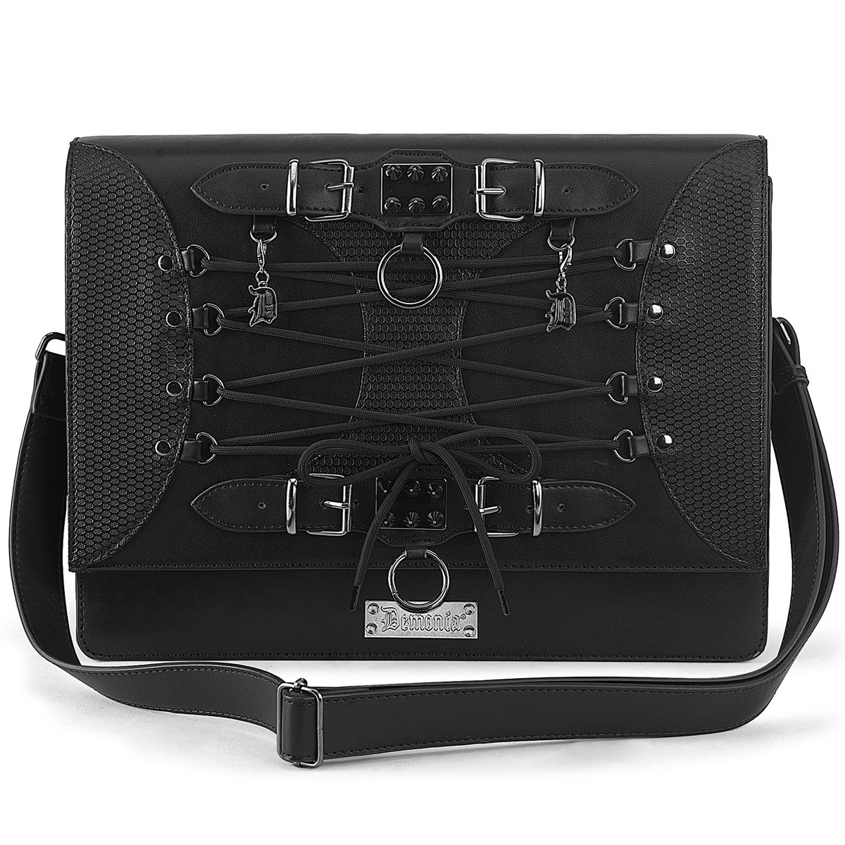 DEMONIA HB-661 - Black Vegan Leather Goth Shoulder Bag
