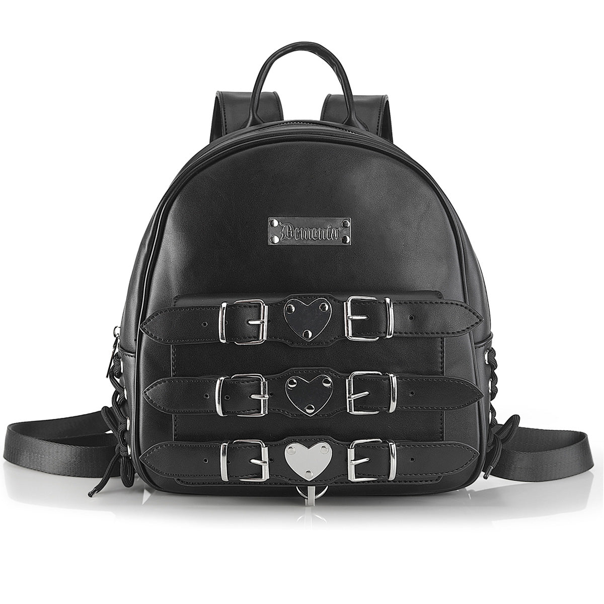 DEMONIA HB-675 - Black Vegan Leather Backpack